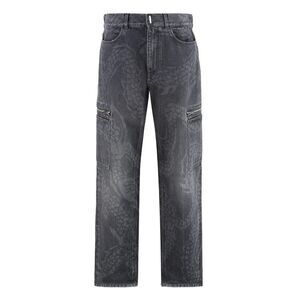 GIVENCHY Dragon Print Cargo Jeans Men BLACK Pants